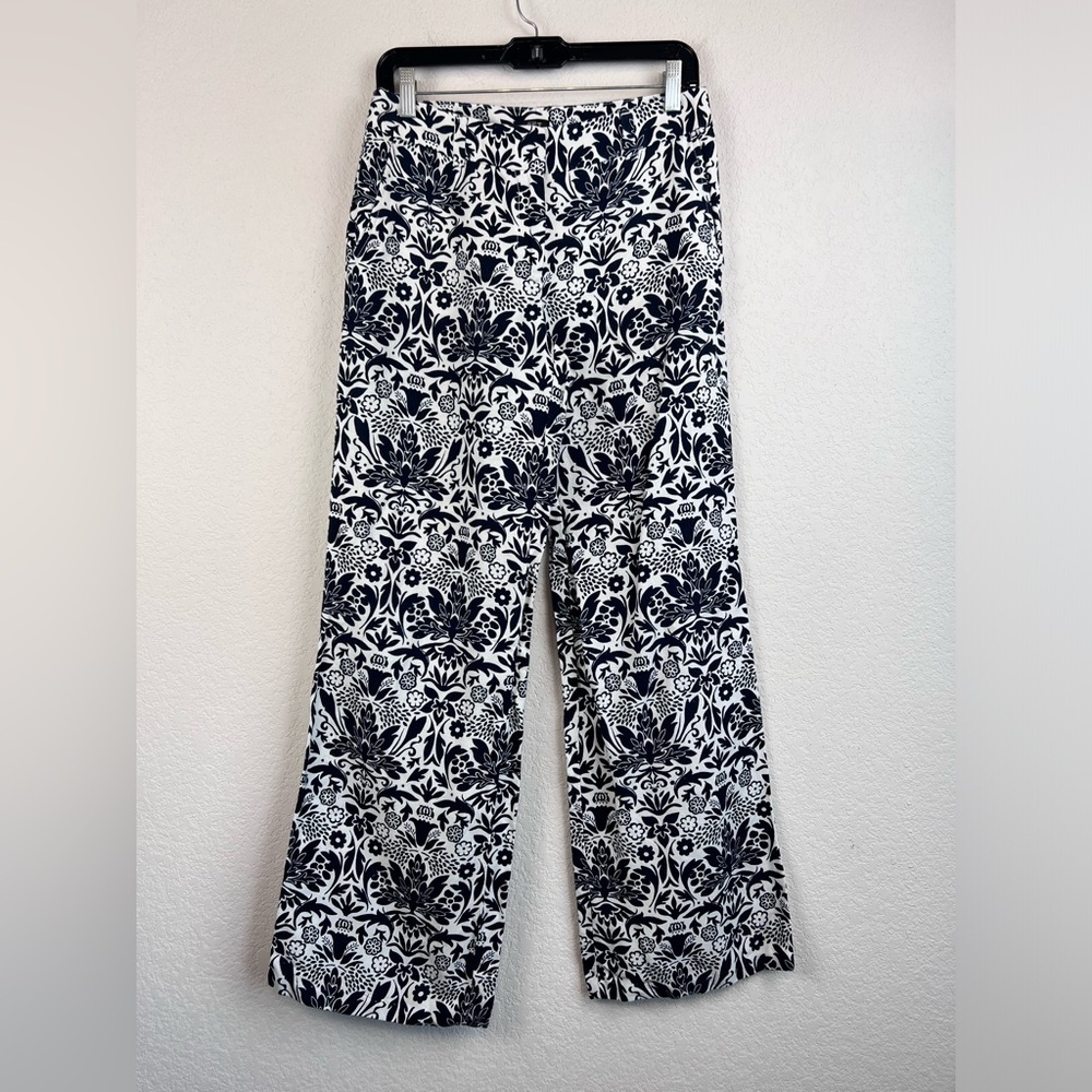 Ann Taylor Loft Floral Linen Blend Wide Leg Pants Size 0